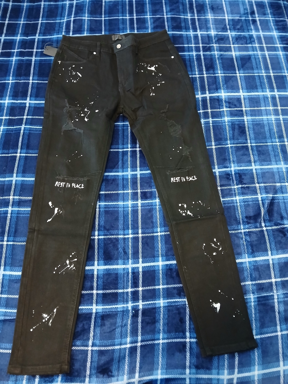RTA Blacl Jeans White Paint Splatter